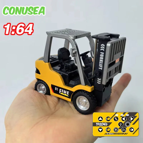 1/64 RC Forklift Trucks Alloy Mini Desktop Toys 2.4G Rc Cars Remote Control Engineer Vehicle Christmas Gifts for Boys Adults